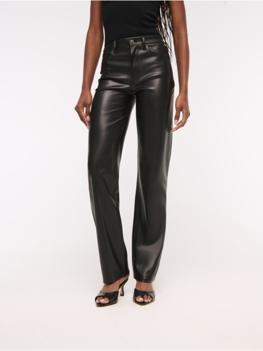 ABERCROMBIE AND FITCH Curve Love Ultra High Rise 90s Straight Leather Pant 28
